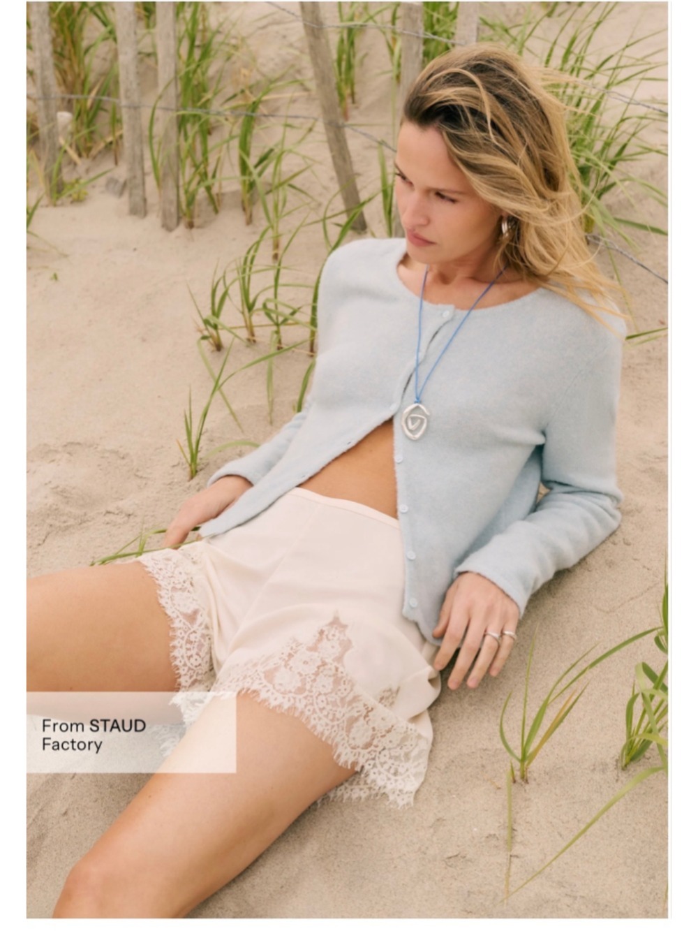 Women's Sorella Lace Trim Silk Shorts, Beige ivory and White - Picture 3 of 8